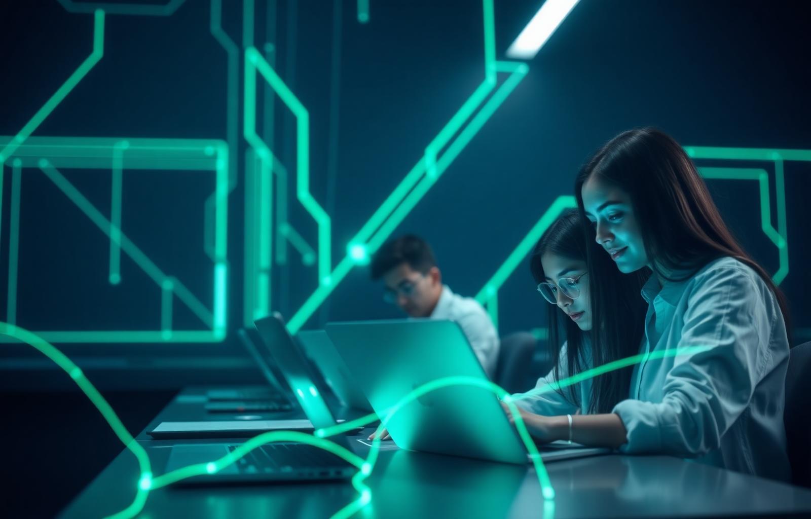 Students learning digital skills